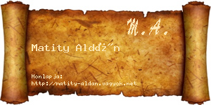 Matity Aldán névjegykártya